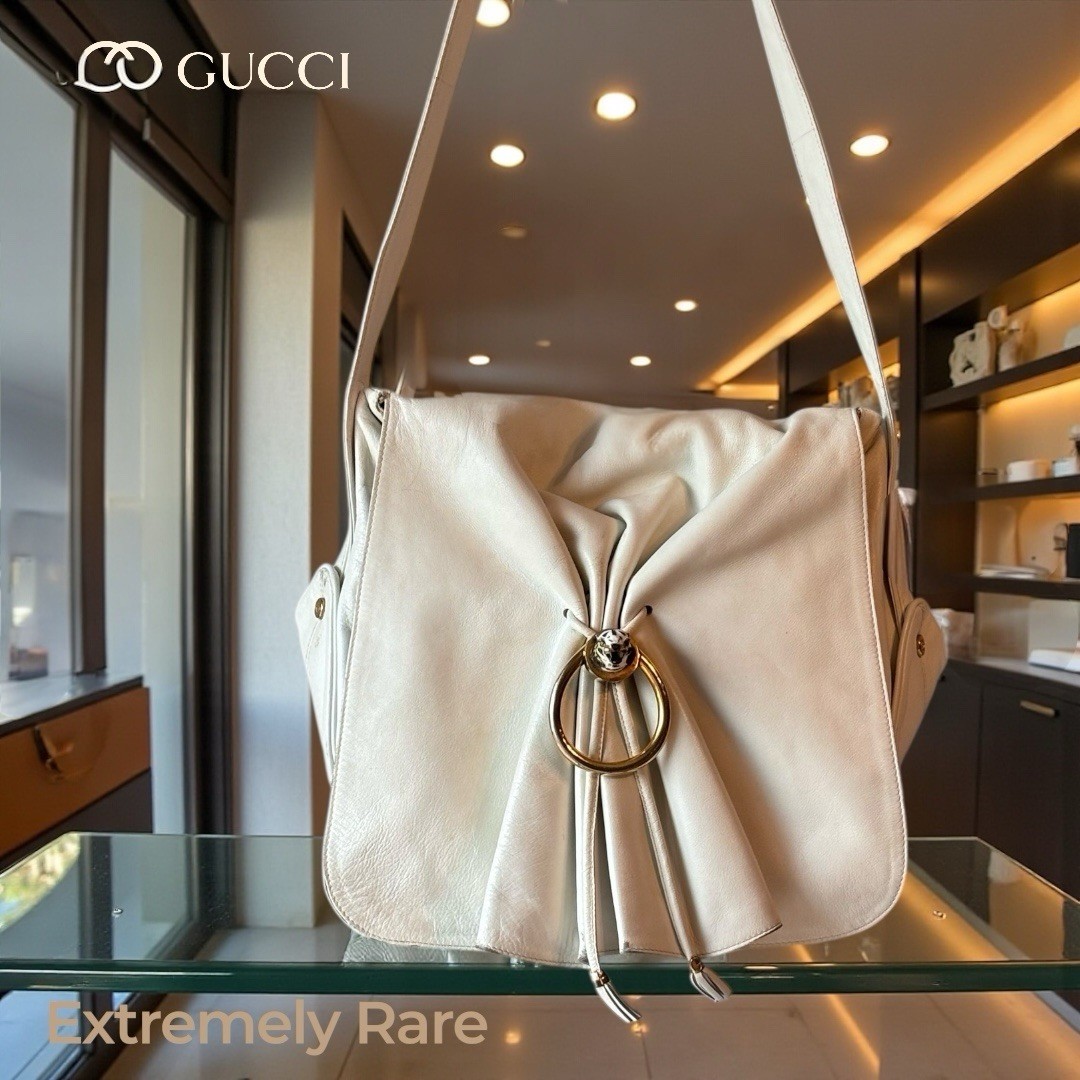 Authentic Gucci eggshell-white leather-Leopard Ca… - image 1