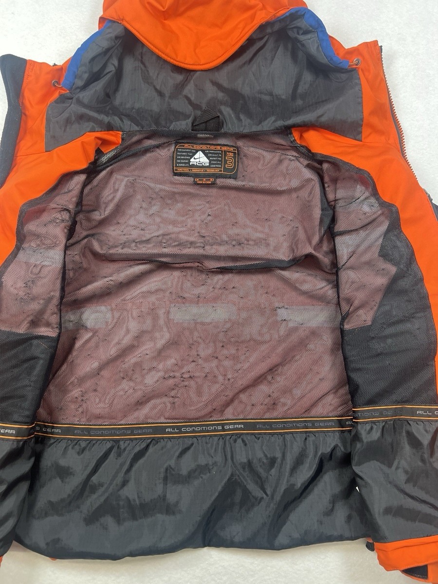 Nike ACG Jacket Mens Medium Orange Clima-FIT Outer Layer 3 Hooded