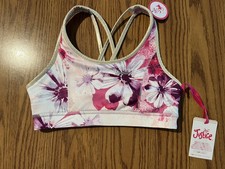 NEW TAG Justice GIRLS Reverse BRA L 12-14 Pink Purple GOLD Flower Double strap