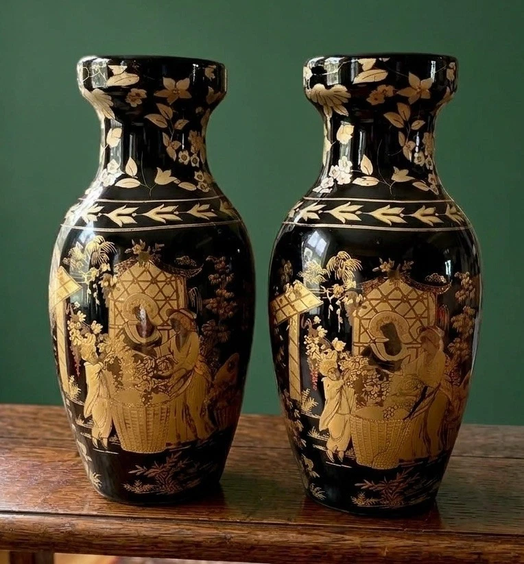 日本の伝統的な金色装飾陶器花瓶 陶瓷金色复古原版古董日本花瓶| eBay