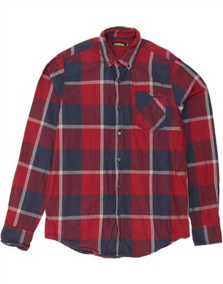 MISTRAL Mens Flannel Shirt Medium Red Check Cotton BK07