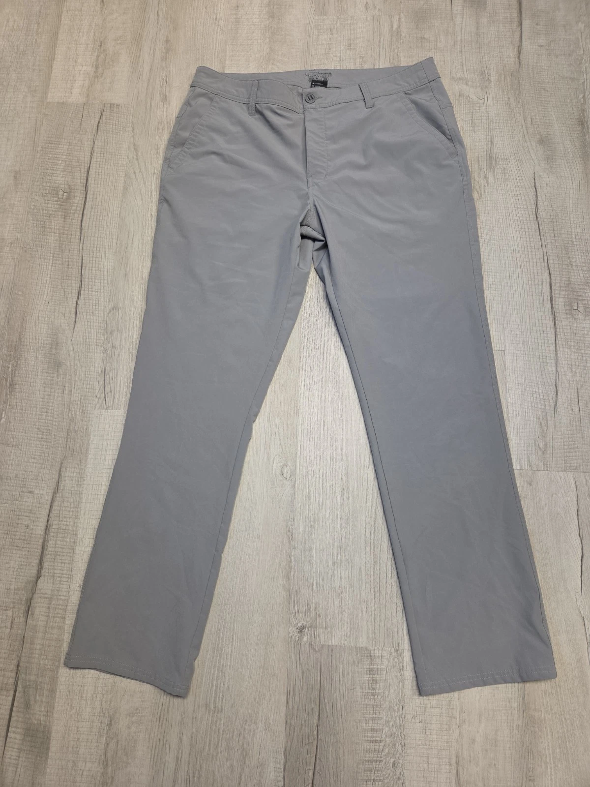 Huk Pants Mens 38x33 Gray Chino Straight Leg Casual Fishing Outdoor Pockets