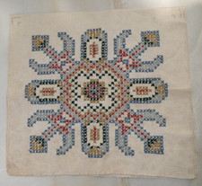 Vintage ręcznie haftowana wełna haft krzyżykowy płócienna poszewka na poduszkę 16" kwadratowa