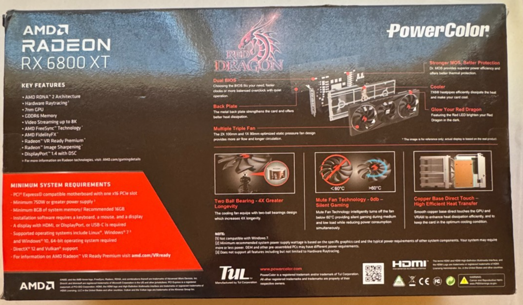 PowerColor Red Dragon AMD Radeon RX 6800 XT 3DHR OC 16GB GDDR6