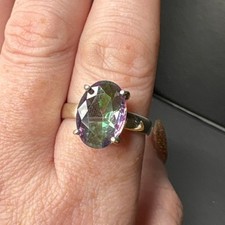 Handmade Mystic Topaz 925 Sterling Silver Chunky Statement Ring 9