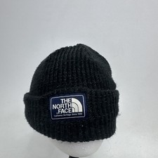 The North Face Kids Black Ribbed Knit Beanie Hat One Size