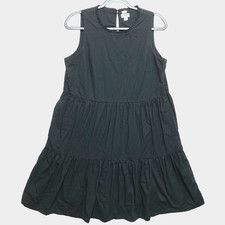 J. Crew Dress Womens 8 Black Sleeveless Ruched Flare