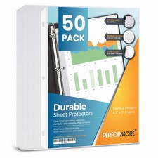 50 Pack Sheet Protectors for 3 Ring Binder, 8.5 x 11 Inch, Heavy Duty