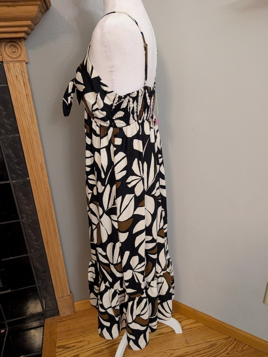 New Tabitha Brown x Target Neutral Botanical Print Linen Blend Dress Size  Med | eBay