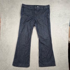 VTG J. Crew Wide Leg Flare Jeans Women's Size 14 Dark Wash Trousers Made in USA