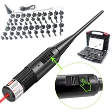 USB Rechargeable Bore Sight Kit Professional Red Laser Boresighter 64 Adapters