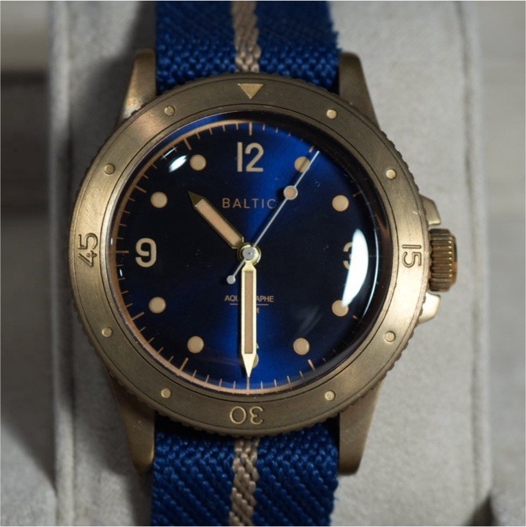 Baltic Aquascaphe Bronze Automatic 200m Blue Dial Blue/Beige NATO