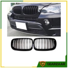 Grill Sport Kühlergrill Passend für BMW X5 E70 07-13 L+R Schwarz Paar Doppelsteg