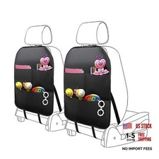 2 Pack PU Leather Kick Mat Back Seat Protector With 3 Storage Pockets,