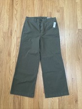 GAP High Rise Stride Ankle Pants Olive Green Cotton Blend Size 12