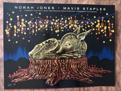 Norah Jones / Mavis Staples 2019 Red Rocks Todd Slater Rainbow Foil Poster # /25