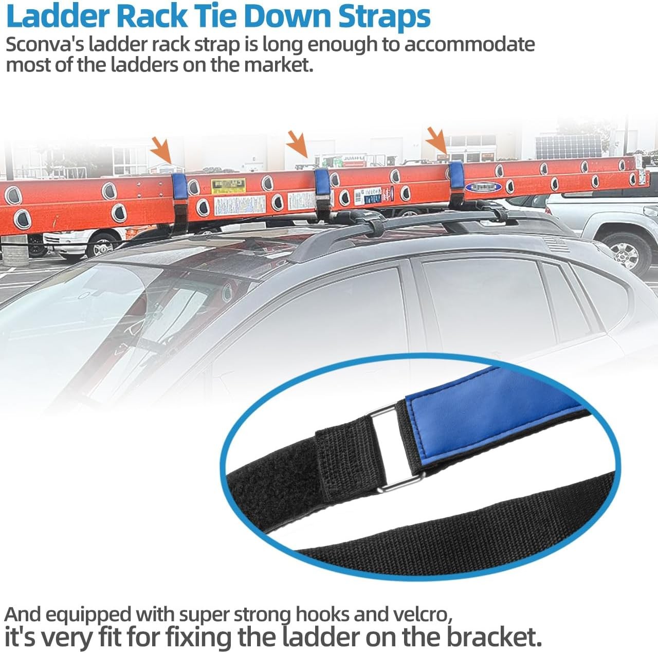 Ladder Rack Tie Down Straps Reusable Straps, 33" L x 2" W, Black 