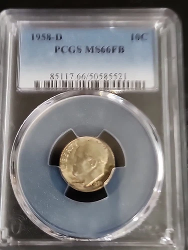 1958-D PCGS MS66FB Roosevelt Dime Silver Uncirculated Toned 10C Free Shipping