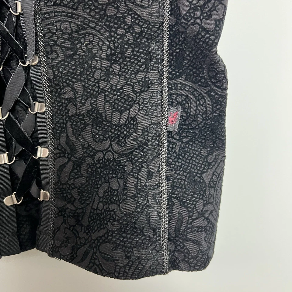 Винтажный Tripp NYC Корсет Топ S Черный Флокированный Бархат Y2K Готик Панк Вамп Whimsygoth - Изображение 3 из 4