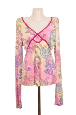 Etro Milano Viscose Blend Paisley Blouse Top Made in Italy Size 48