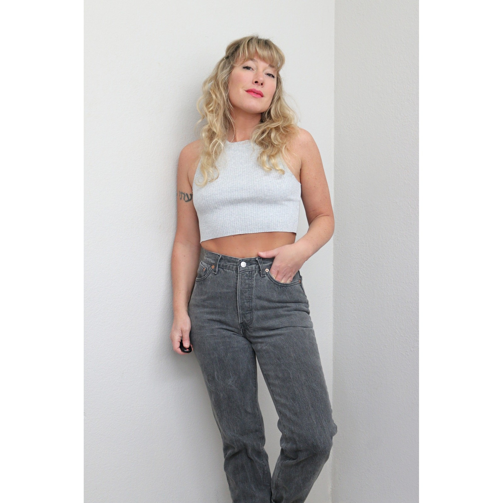 1990's Vintage Levi's 17501 USA Made Gray Mom Jeans Women's XXS XS 25" 26" Waist image 5