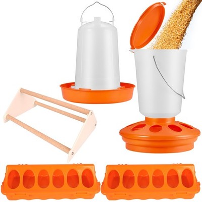 Chick Feeder and Waterer Kit, Baby Chick Starter Kit with Chick Perch for Sma...