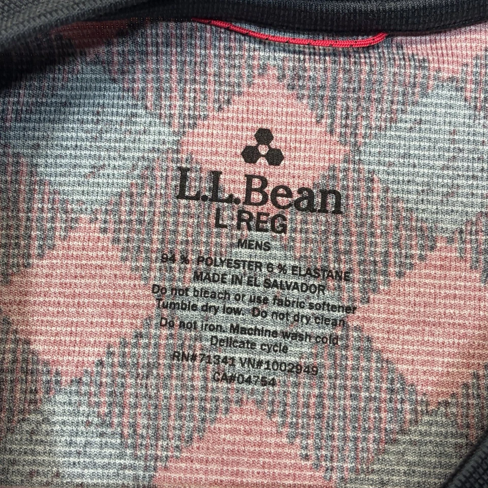 Camisa L.L.Bean Para Hombre Grande Roja Negra Capa Base Manga Larga Diamante Argyle Foto 2 de 4