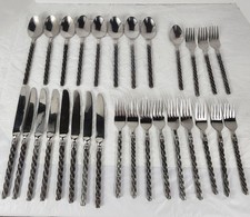 30 Piece Flatware Set Brutalist Heavy Steel M...