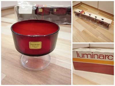 Luminarc France 6er Set Rote Dessertschalen 70er Sektgläser Unbenutzt In OVP