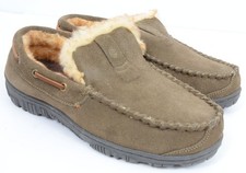 CLARKS Men's 9 Venetian Leather Faux Fur Moccasin Slipper Comfort Slip On Lounge