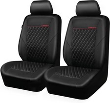 CAR PASS Quilting Leather Seat Cover Two Front Seats Only, Universal Fit Auto...