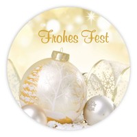 "Weihnachtsaufkleber Rund \"Frohes Fest\" Kugeln 40 Mm 100Er Rolle"