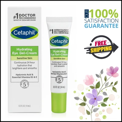 Cetaphil Hydrating Eye Gel Cream Sensitive Skin Hyaluronic Acid B3 E Vitam 0.5oz