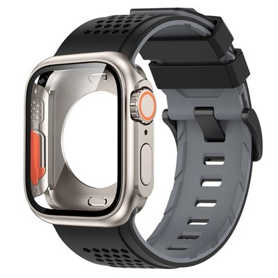 Silicone Band + Case Protector for Apple Watch 44/45/46mm Series 11 10 9 8 7 SE