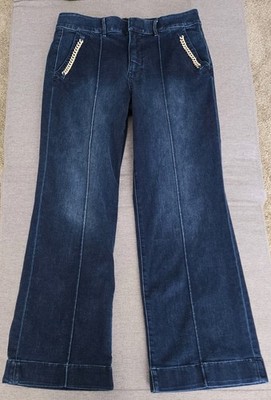 WHBM Extra High-Rise Trouser Everyday Soft Denim Trouser Jeans Embellished 14R