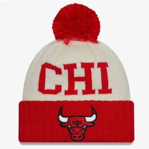 New Era NBA DRAFT 2022 Bobble Beanie Knit Hat Chicago Bulls Stone New OFFICIAL