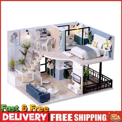 Handgefertigtes Modell Puppenhaus 3D Holz Doppeldecker Loft Zum Selbermachen Mädchen Prinzessin Haus