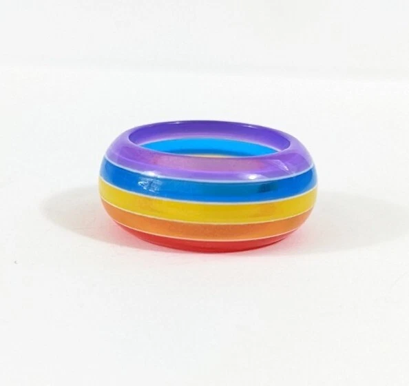 Vintage Rainbow Layered Plastic Ring - size 8 | eBay
