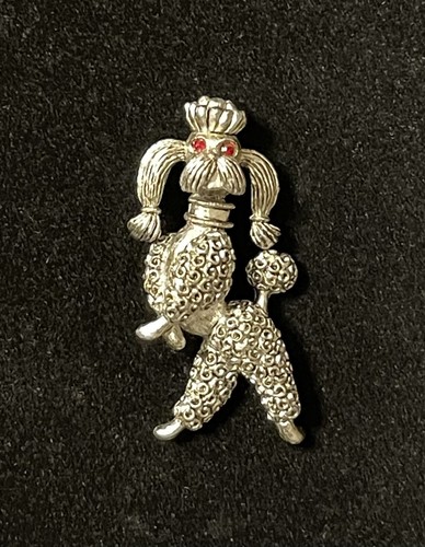 Poodle Dog Pin Vintage Rhinestones Poodle Brooch JJ