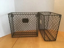 Rustic Chicken Wire Wall Storage 2 Bin Basket Primitive Country Farmhouse Decor