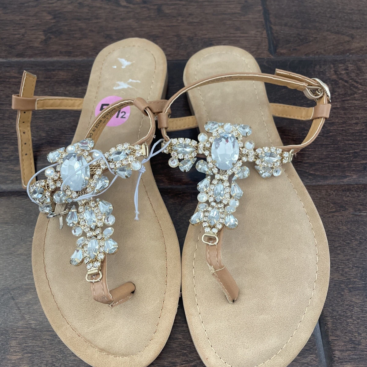Andiamo Women s Crystal and Rhinestone embellished Sandals size