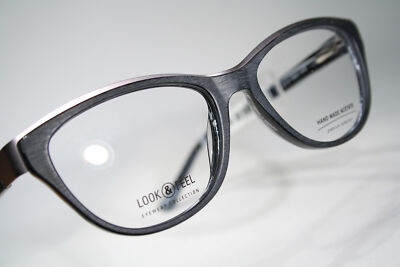 Smart LOOK & FEEL BI5424-16 Wood Pattern and Brass Panto Style Glasses Frames