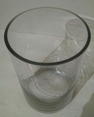 8 Tall Cylinder Vase Clear Thick Glass Round 5 Diameter