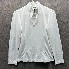 Adidas Sweatshirt Women XS White Clima Warm Quarter Zip Pullover Trefoil Knit