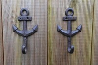 Haken-Set 2Er Set Haken Anker Wandhaken Gusseisen Massiv Braun