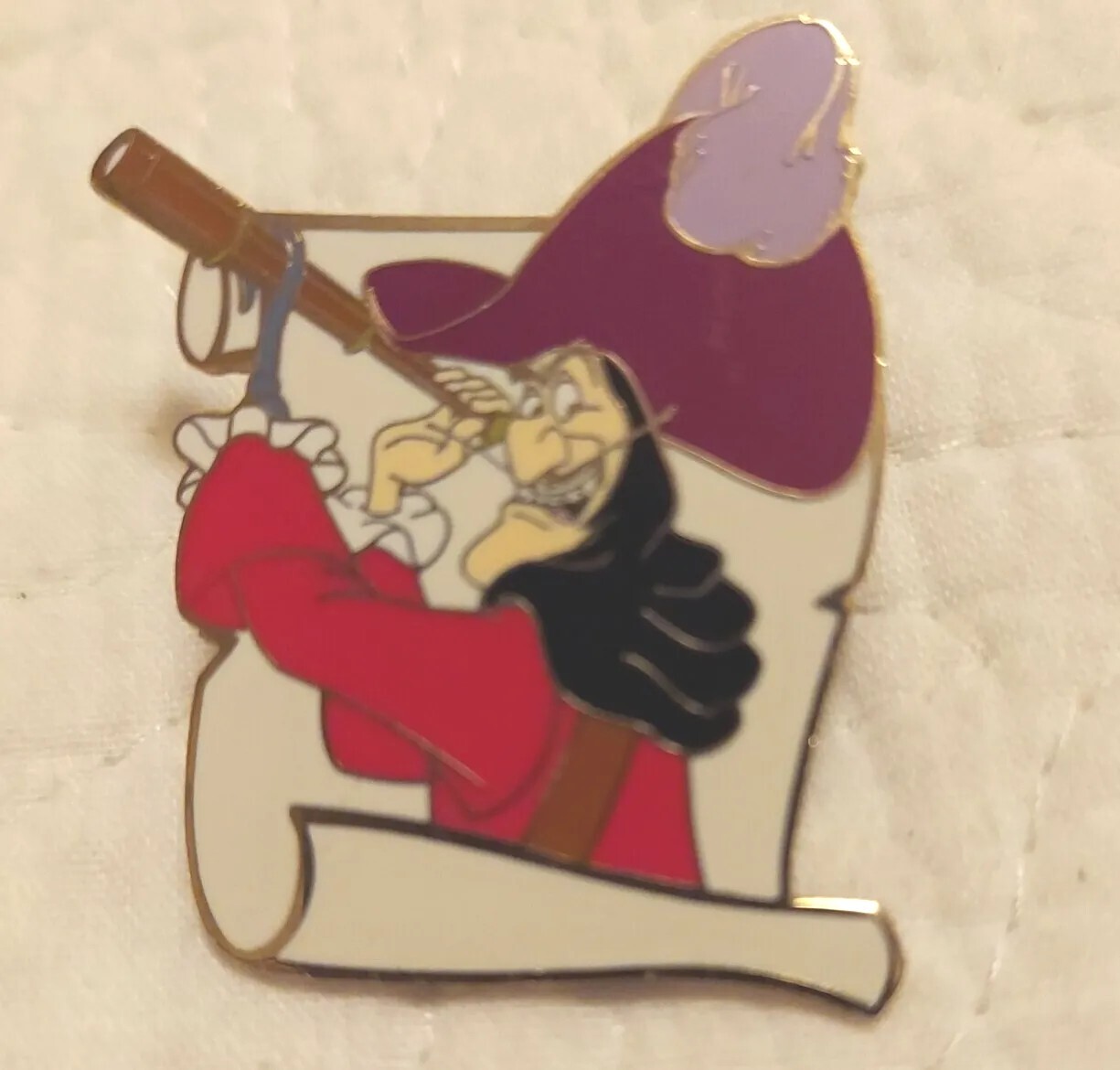 Disney Pin Peter Pan Villain Captain Hook with Scroll Spy Glass 2002