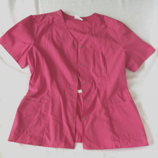 Crest Womens 2XL Medical Scrub Top Pink Shortsleeve Elastic Waist Back 4 Pocket