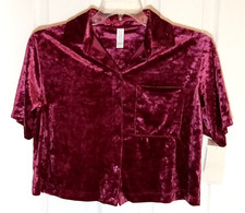 Star Above Women Pajamas Velour Top Burgundy Size XS