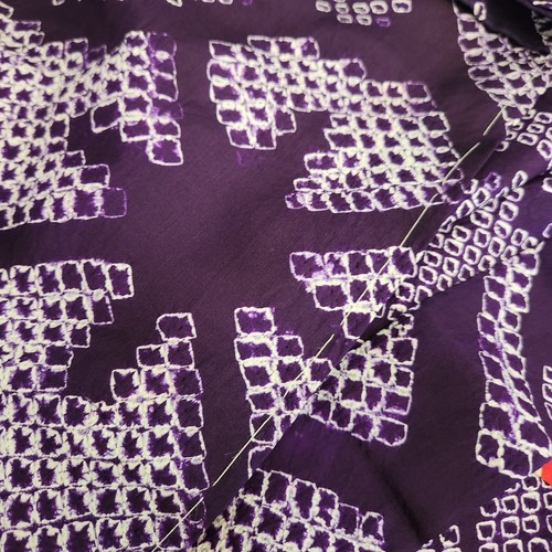 Antique Vintage Japanese Silk Kimono Black HAORI Jacket Purple Royal Unique - Picture 16 of 17