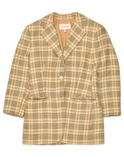Byblos Womens 2 Button Blazer Jacket It 44 Medium Beige Check Wool Ey02
